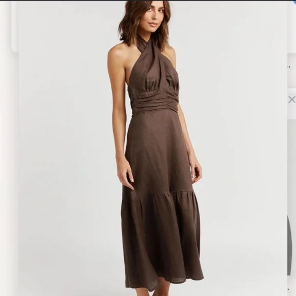 NWT 🏷️ DISSH harrier dark chocolate linen maxi dress US 6 size